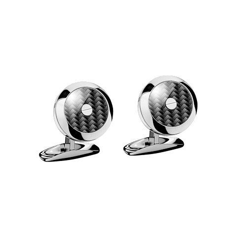 Enlarge {0}Chopard Stainless steel - carbon fiber Classic Racing cufflinks front view