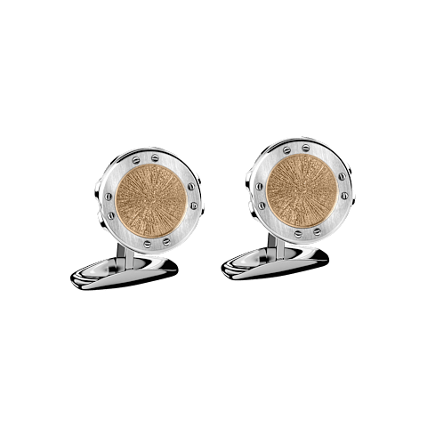 Ingrandisci {0}Chopard Inserto rosa - metallo argentato Gemelli Alpine Eagle veduta frontale
