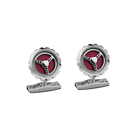Vergr&ouml;&szlig;ern {0}Chopard Rotes inlay &ndash; silberfarbenes metall Manschettenkn&ouml;pfe Classic Racing Vorderansicht