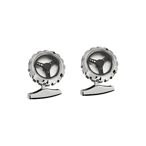 Enlarge {0}Chopard silver-toned inlay - silver- and black-toned metal Classic Racing cufflinks front view