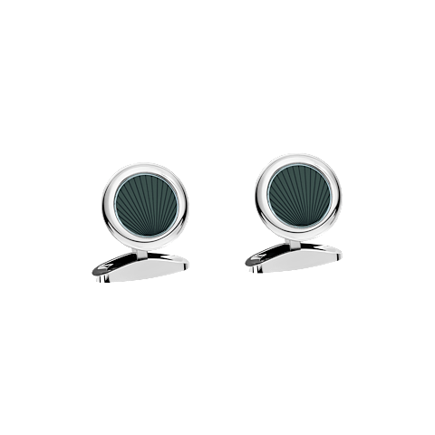 Enlarge {0}Chopard green inlay - silver-toned metal L.U.C cufflinks
 front view