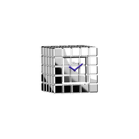 Увеличить {0}Chopard Металл серебристого цвета Настольные Часы Ice Cube вид спереди