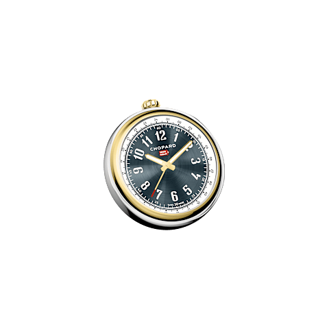 Enlarge {0}Chopard Silver-toned & yellow-toned metal Classic Racing table clock front view