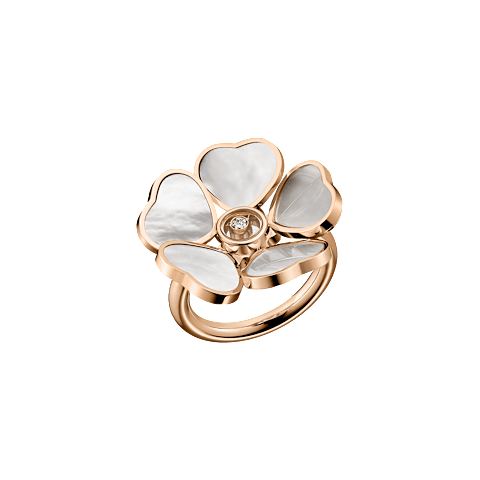 Agrandir {0}Chopard - Bague Diamant Happy Hearts Flowers @82A085-5300 Vue 3/4