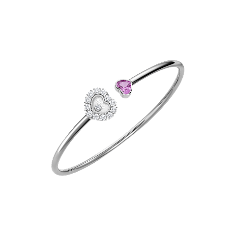 Enlarge {0}Chopard - Diamond Bracelet Happy Diamonds Icons Joaillerie @85A616-1200 fastened in a loop with the buckle view