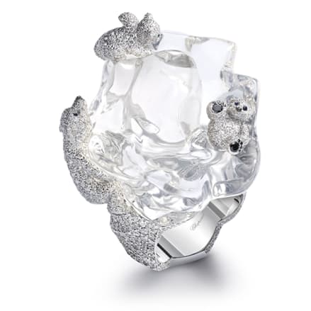 Polar bear diamond ring on an ice floe