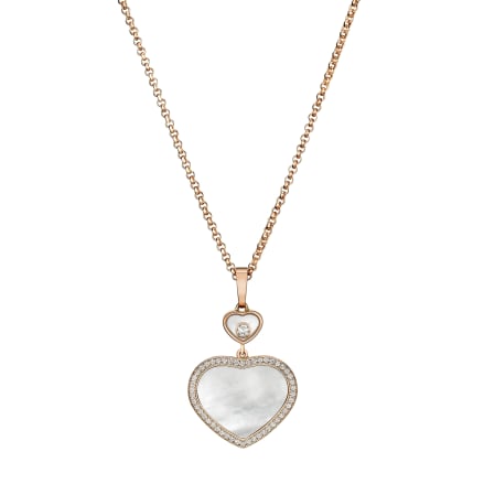 Happy Hearts diamond pendant with gold and mother-of-pearl