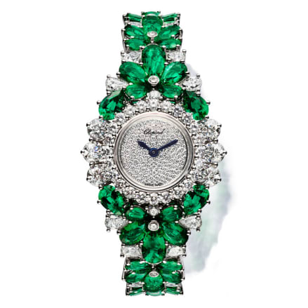 A lovely "for you" emerald and diamond watch
