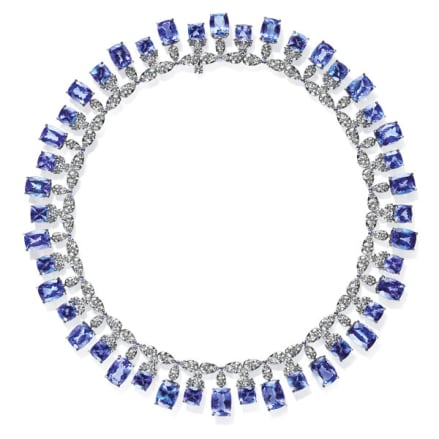 An alluring tanzanite and diamond-set necklace