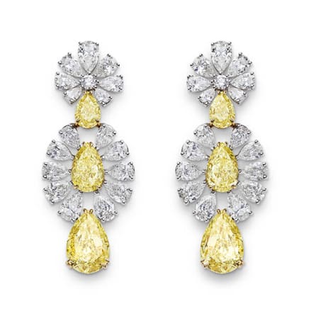 Boucles d'oreilles pour femme en diamant jaune