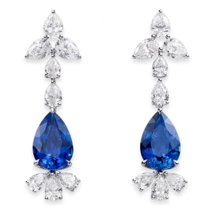 A sparkling pair of earrings set with sapphires