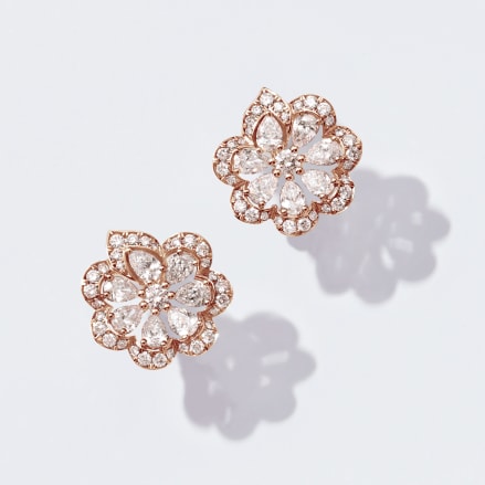 Chopard萧邦Precious Lace系列玫瑰金和钻石耳环