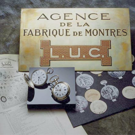 The first advertisement for "La fabrique de montre L.U.C L.-U. Chopard, maison fondée en 1860"