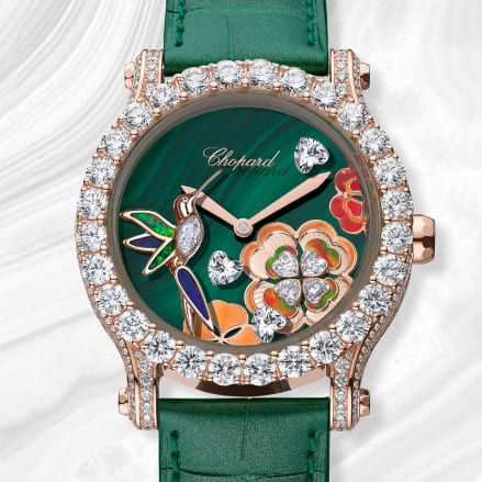 Happy Sport luxury diamond watch for women with hummingbird